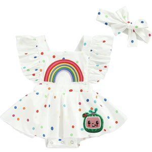 Colorful Polka Dot Kids Bodysuit with Rainbow Design